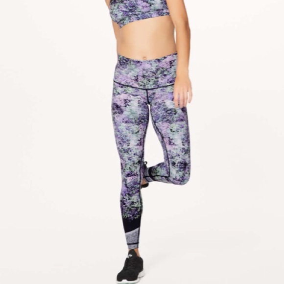 Lululemon Women's Wunder Under High Rise Tight Vivid Vision Black Purple 6 Yoga - Picture 1 of 12